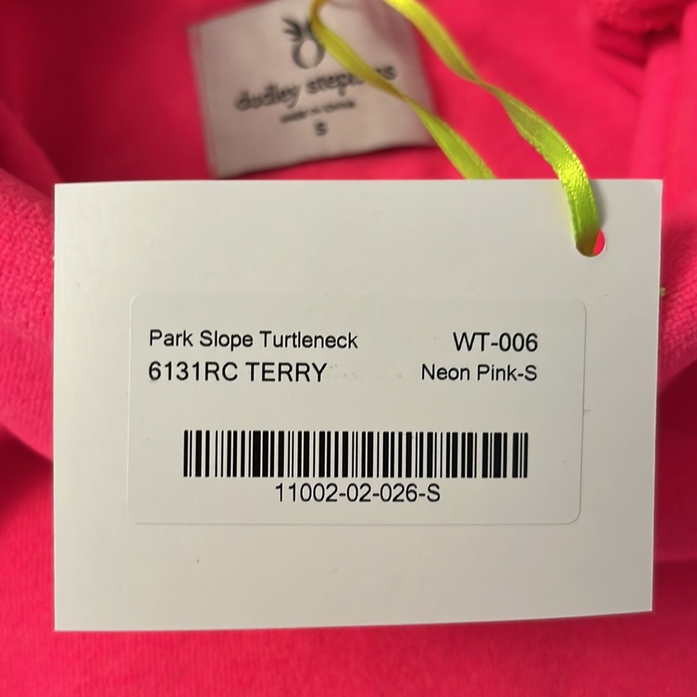 Dudley Stephen’s Park Slope Terry Cloth Neon Pink- NWT - Picture 3 of 3
